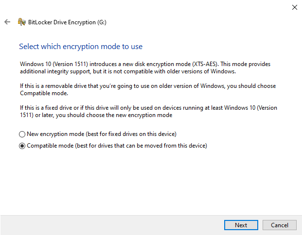 Encryption mode