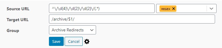 Adding regex redirection example